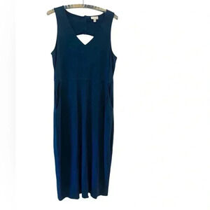 J Jill maxi dress sleeveless blue with pockets